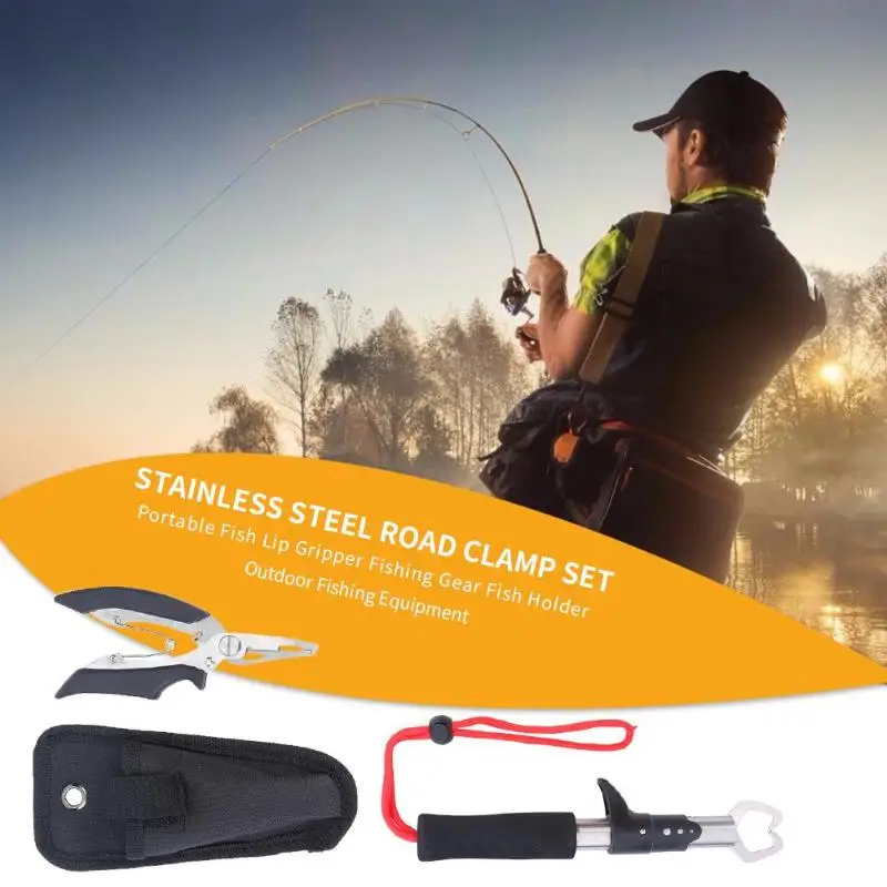 

Outdoor Portable Stainless Steel Fishing Pliers Fish Grip Tackle Set w/ Bag