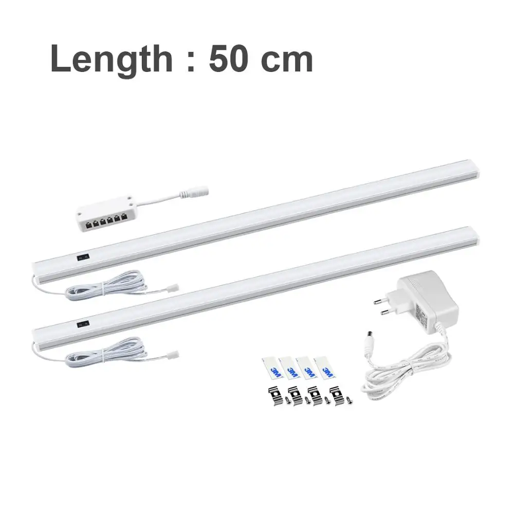 2x50CM with Power Светодиодный светильник с датчиком движения ручной развертки, сменный цветной ночной Светильник для спальни, кухни, шкафа, шкафа, настенный светильник - Испускаемый цвет: 2x50CM with Power