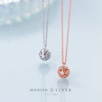 

Modian Fashion Dazzling Rose Gold Color Round CZ Choker Neckalce Pendant for Women 100% 925 Sterling Silver Jewelry Collar