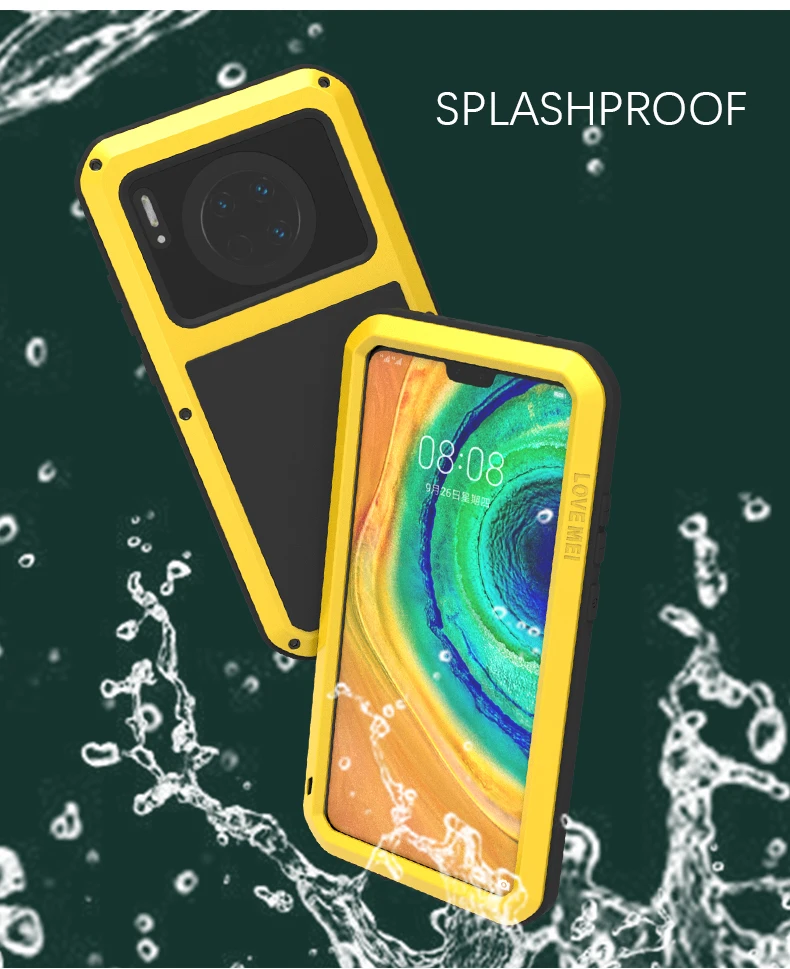 Мощный противоударный чехол LOVE MEI для huawei mate 30 mate 30 5G, сверхпрочный чехол, силиконовый металлический чехол, закаленное стекло
