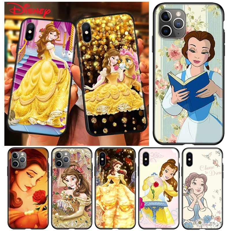Funda de silicona negra de Disney para IPhone, carcasa de teléfono de bella princesa para Apple, 12 Mini, 11 Pro, XS MAX, XR, X, 8, 7, 6S, 6 Plus, 5S, SE|Fundas para teléfono| - AliExpress