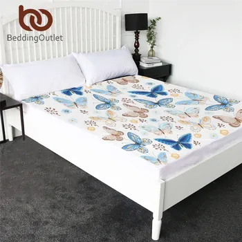 

BeddingOutlet Flying Butterfly Fitted Sheet Microfiber Bedding Sheet 1-Piece Spring Theme Deep Pocket Sheets Gift Queen sabanas