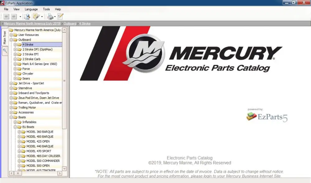 Mercury Sea NA или EU каталог запчастей