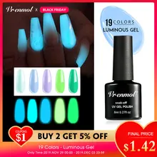 Vrenmol 1 шт флуоресцентный неоновый Светящийся лак для ногтей гибридные Лаки дизайн ногтей акриловый гель ночной светящийся в темноте УФ Гель-лак для ногтей