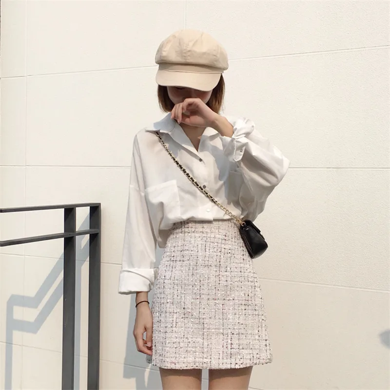 Повседневные женские юбки японский Harajuku Ulzzang Винтаж Высокая талия слово юбка женский корейский кавайный милый одежда для женщин G869