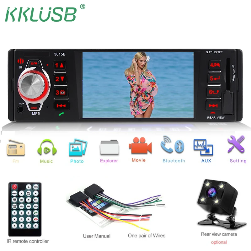 Car Radio 1din 3615 FM Car Auto Audio Stereo Bluetooth Aux Input Receiver SD USB Support Rear View Camera Steering Wheel Contral Car Radio 1din 3615 FM Car Auto Audio Stereo Bluetooth Aux Input Receiver SD USB Support Rear View Camera Steering Wheel Contral