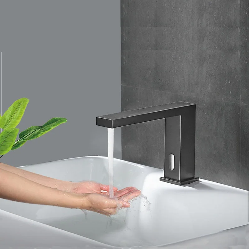 

MTTUZK монтируемый на бортике латунный черный квадратный автоматический датчик кран для ванной бассейна бесконтактный инфракрасный кран Горячий Холодный датчик краны