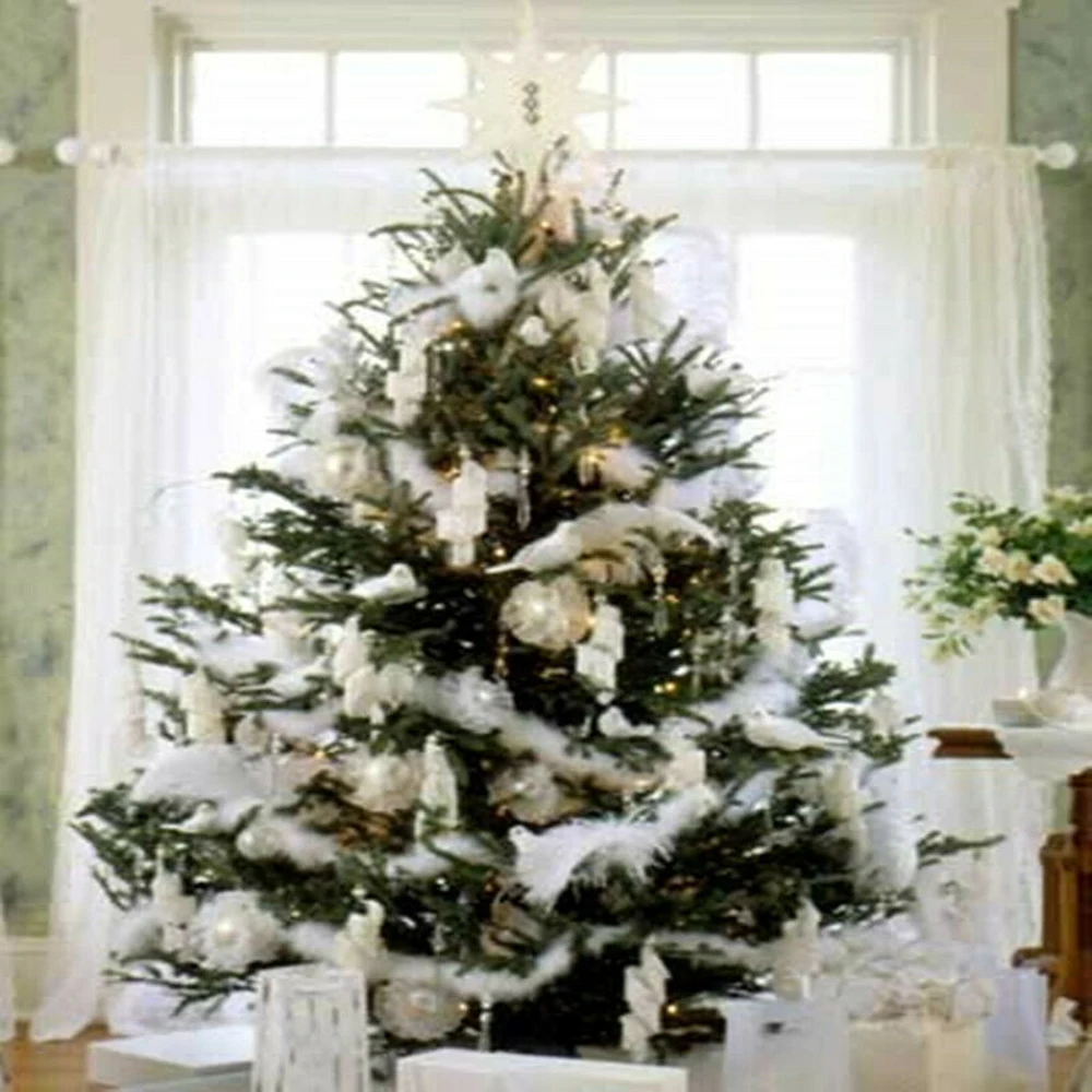 2 м Рождественская елка белый натуральный перо Boa полосы рождественские ленты вечерние гирлянды Декор DIY ремесло свадебные принадлежности Grament аксессуары