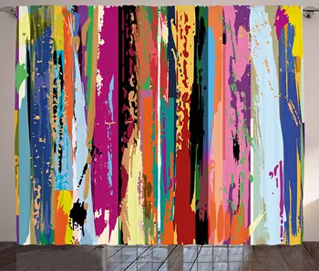 

Abstract Shower Curtains Multicolored Expressionist Work Of Art Vibrant Rainbow Design Fabric Bathroom Decor Set With Hooks