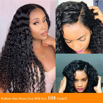 

13x6 Long Jet Black Loose Curly Lace Front Human Hair Wig Brazilian Remy Ponytail Natural Nice Hair Wig For Women With Baby Hair