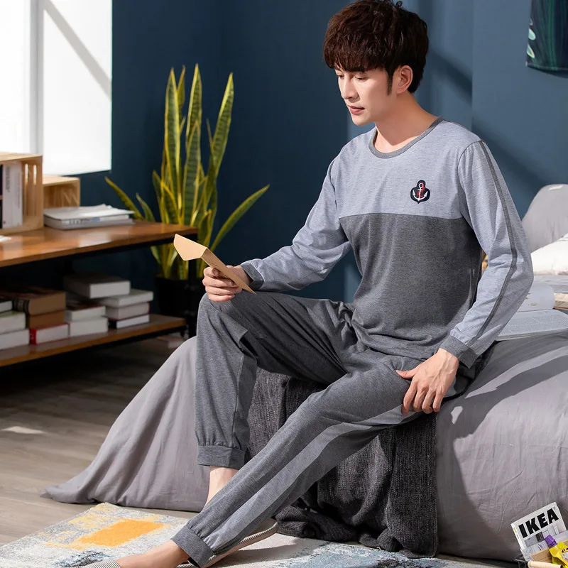 

Autumn & Winter Pajamas MEN'S Suit Pullover Casual Long Sleeve Men Trousers Tracksuit 8889 # L -Xxx L Four Code