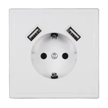 wall electronic socket eu standard power outlet with dual home usb plug, charger power socket with usb 5V2A J5-01