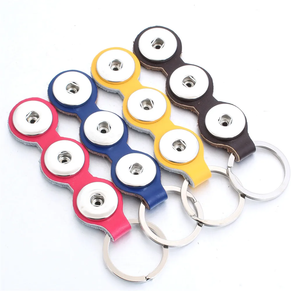 Leather Keyring Holder Keychain Leather Snap Button Keychains Key