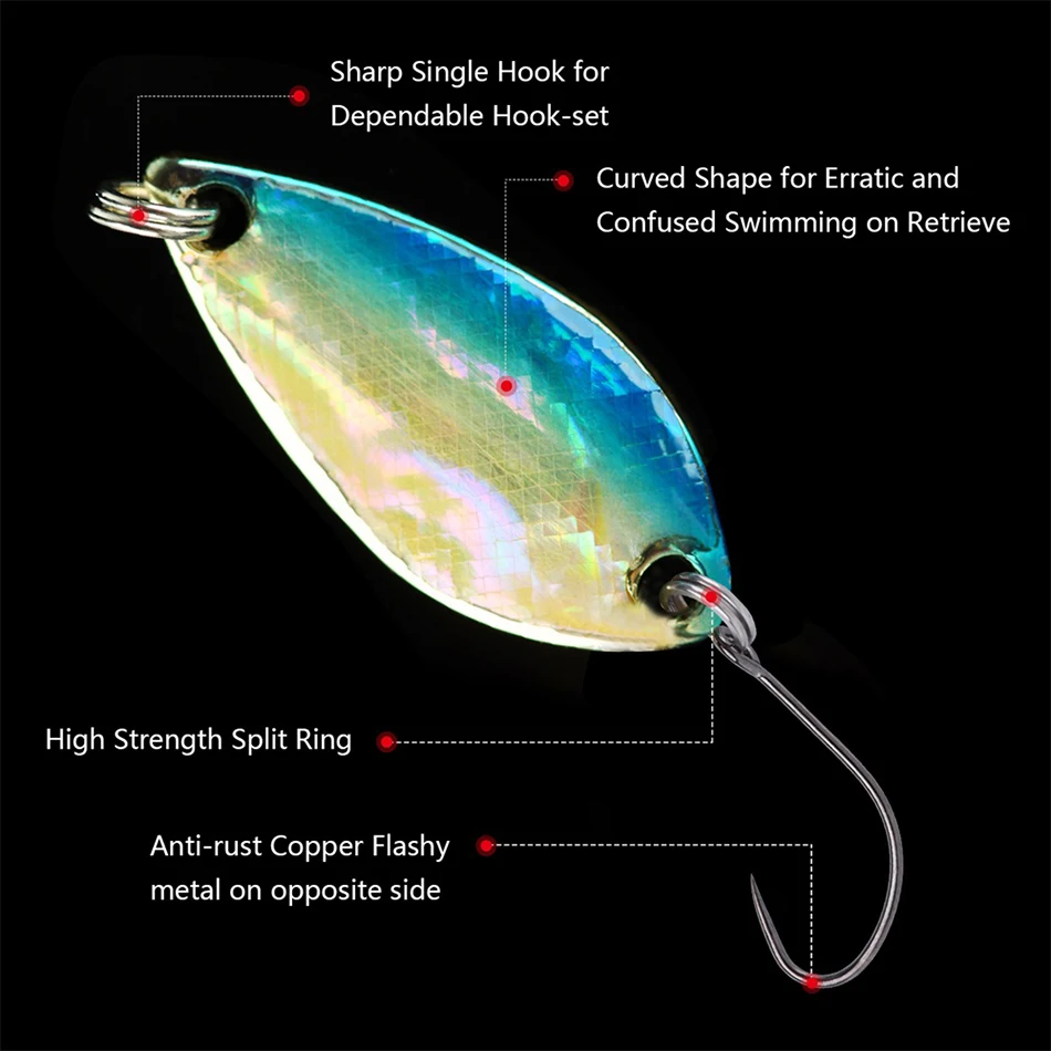 Isca de Pesca Artificial para a Pesca de Trutas e Pesca de Água Goture Lote Colher Wobbler 2.8g 4g Micro Duro Isca Doce 12 Pçs - 6 Artificial para a pesca de Trutas e Pesca De Água Doce