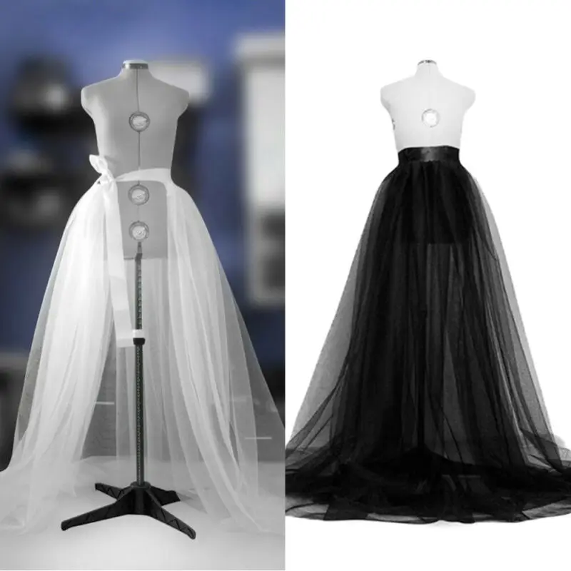 Women Wedding Party Skirt Elegant Tulle Tutu Long Skirt Wedding Party Prom Bandage Mesh Maxi Skirt Solid High Waist Skirts 2