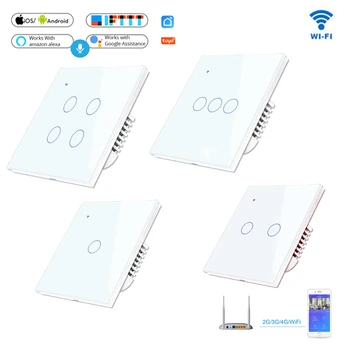 

EU/UK 220V-100 wireless switch 1 Gang 2 Gang 3 Gang 2Way smart light switch Work with Alexa Google Home