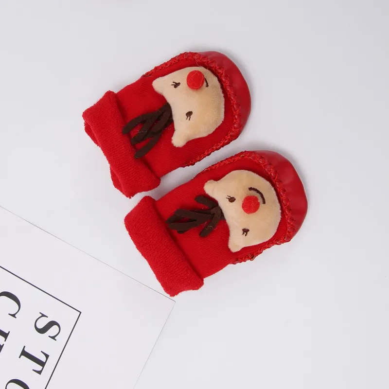 Рождественский подарок; носки; тематические детские хлопковые носки с героями мультфильмов для новорожденных; зимние детские Нескользящие носки унисекс для малышей