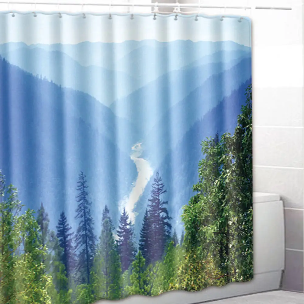 Home Decorative Shower Curtain 3D Waterfall Pattern Bathroom Decor Curtains Cartoon Shower curtains With Hooks Bathroom Curtain - Цвет: 1pc shower curtain