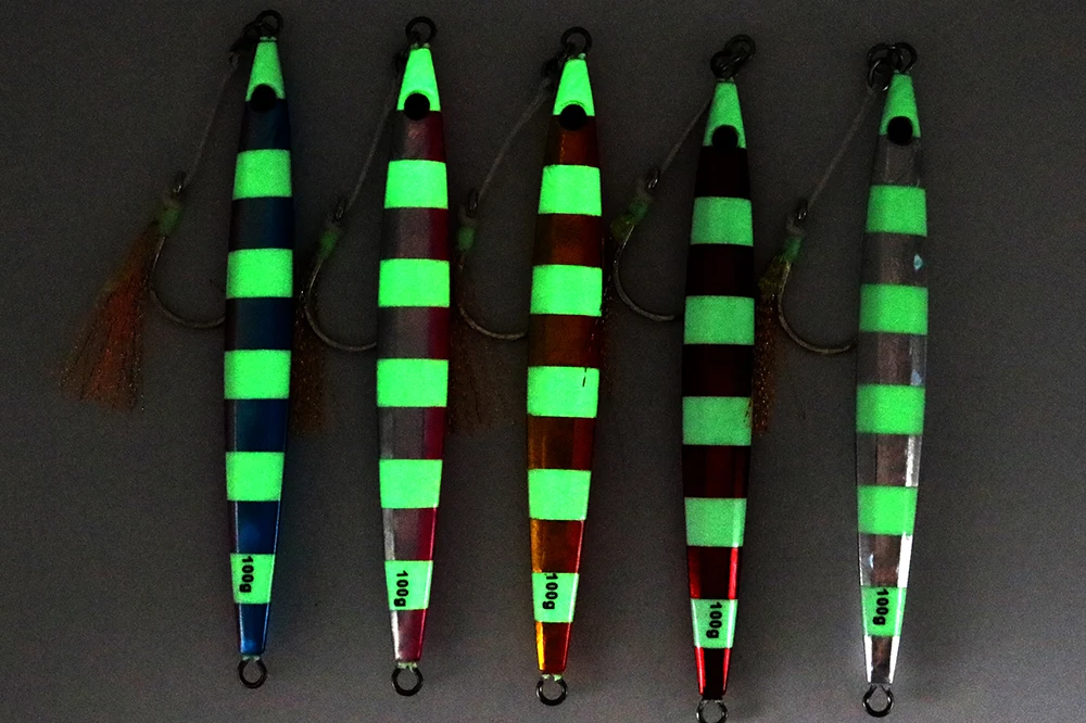Velocidade da Isca Iscas com Gancho de Pesca Castfun Luminosa Jigging Jig Iscas Isca Artificial Brilho 5pc 100g 160g 200g 9 pesca jig iscas isca artificial brilho