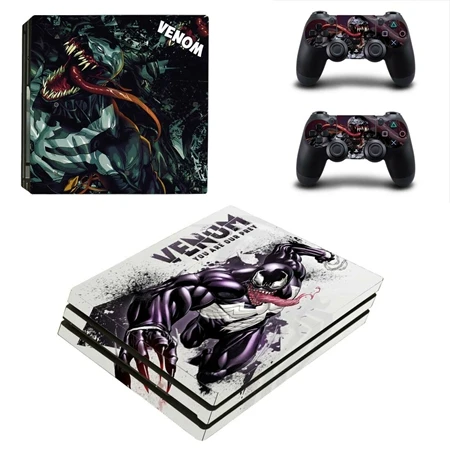 Venom PS4 Pro кожи виниловая наклейка, стикер для sony Playstation 4 Pro консоли и 2 контроллеры PS4 Pro игровые аксессуары - Цвет: YSP4P-1850