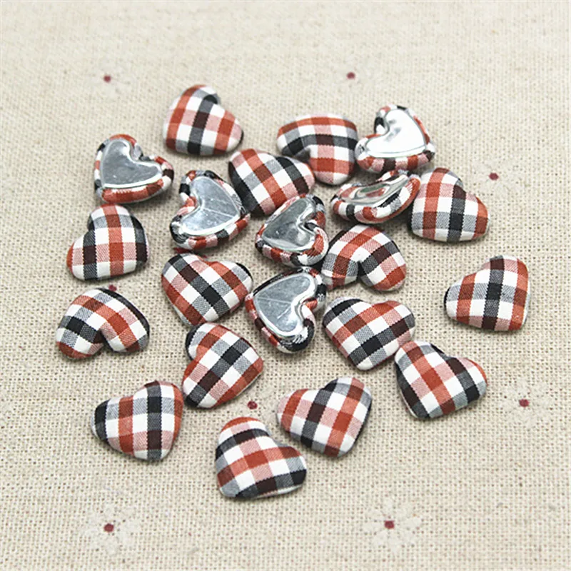 Description Picture 5 of item17mm 50pcs Mix Colors Lattice Fabric Covered Heart Button Flatback Cabochon DIY Decoration Button Scrapbooking,BK1027