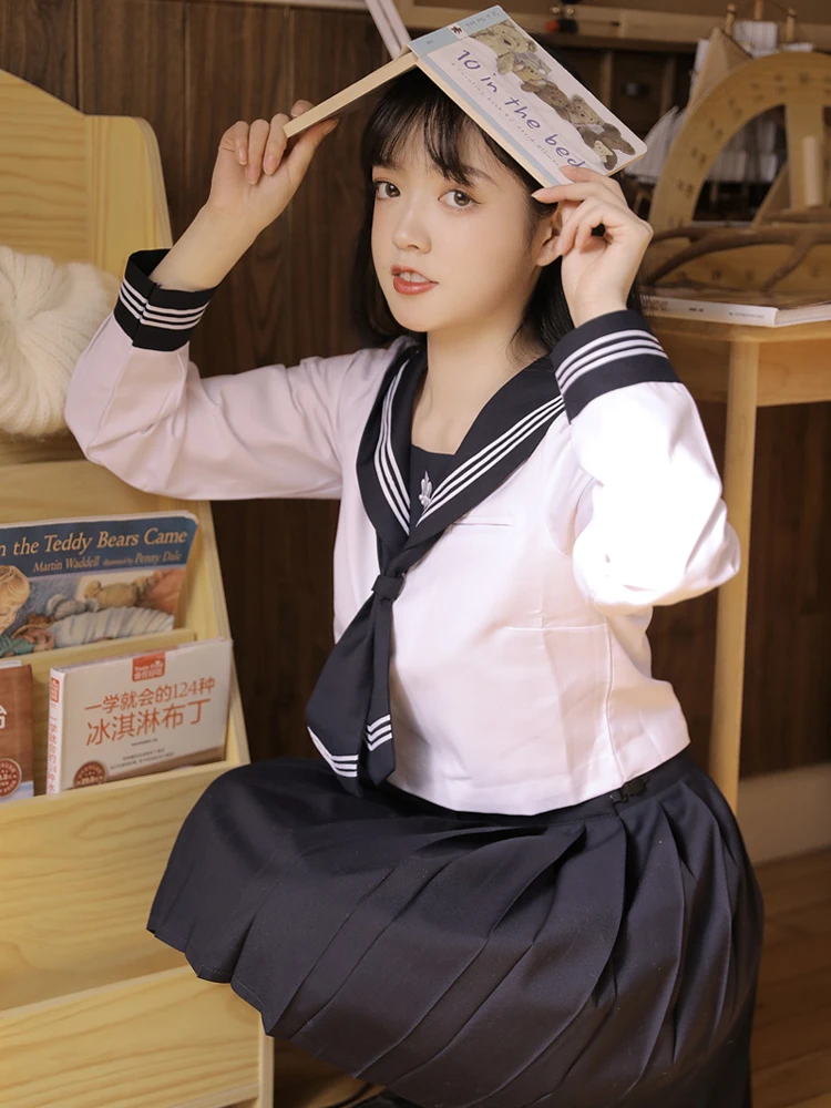 Japanese JK Uniform Skirt Pleated Kansai Lapel SEMBEM Basic Summer Sailor Suit College Style School Women's | Тематическая