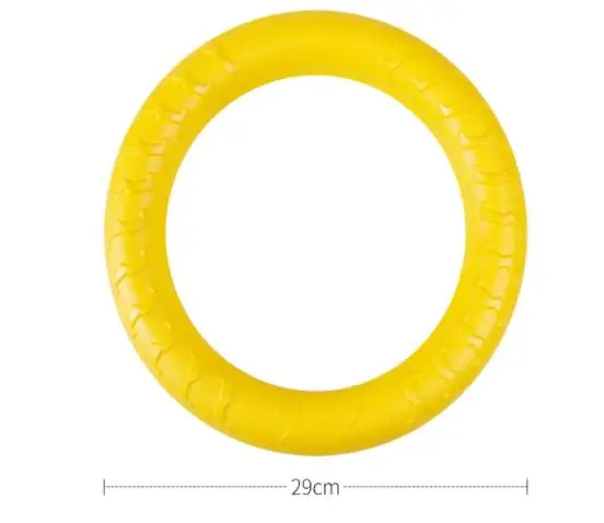Yellow 29CM Puller Teeth Indestructible Bite Rubber Puppy Funny Training Ball Ring Puller Chew Toys Play Fetch Solid With Carrier Rope Pet Dog - Цвет: Yellow 29CM Puller