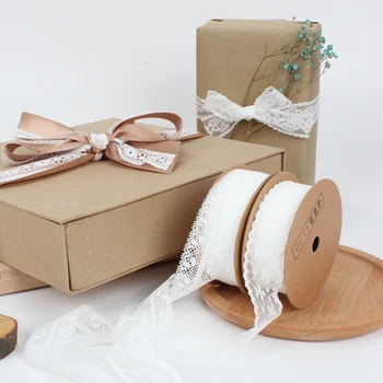 

Lace Ribbon Flower Gift Packaging Wedding Decoration Romantic White Ribbon DIY Material Handmade Cotton Lace