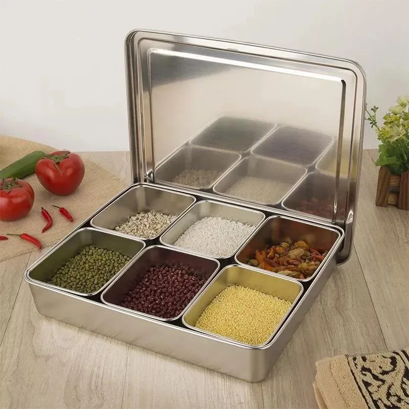 Manufacturers Direct Selling Extra-Thick Stainless Steel Japanese Style Deepened Seasoning Box Set Spice Rack Retention Samples