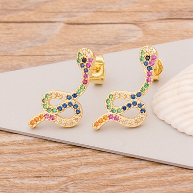 Design Personality AAA Copper Zircon Snake Earrings for Women Girl Fashion Trendy Hip Hop Statement Party Jewelry Gift