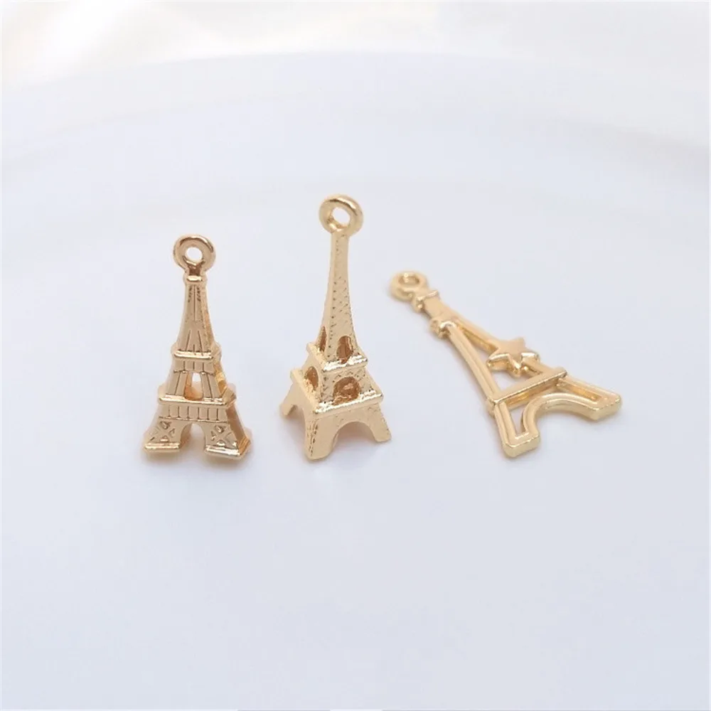 14K Gold Plated Paris Eiffel Tower pendant handmade DIY pendant bracelet accessories decorative pendant lighting eiffel tower round drill diamond painting 30 30cm