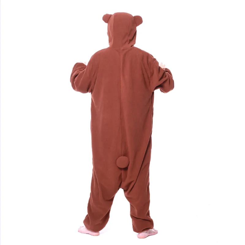 XXL Adult Zipper Bear Kigurumi Onesies Pajamas Cartoon Christmas Halloween Party Jumpsuits Homewear