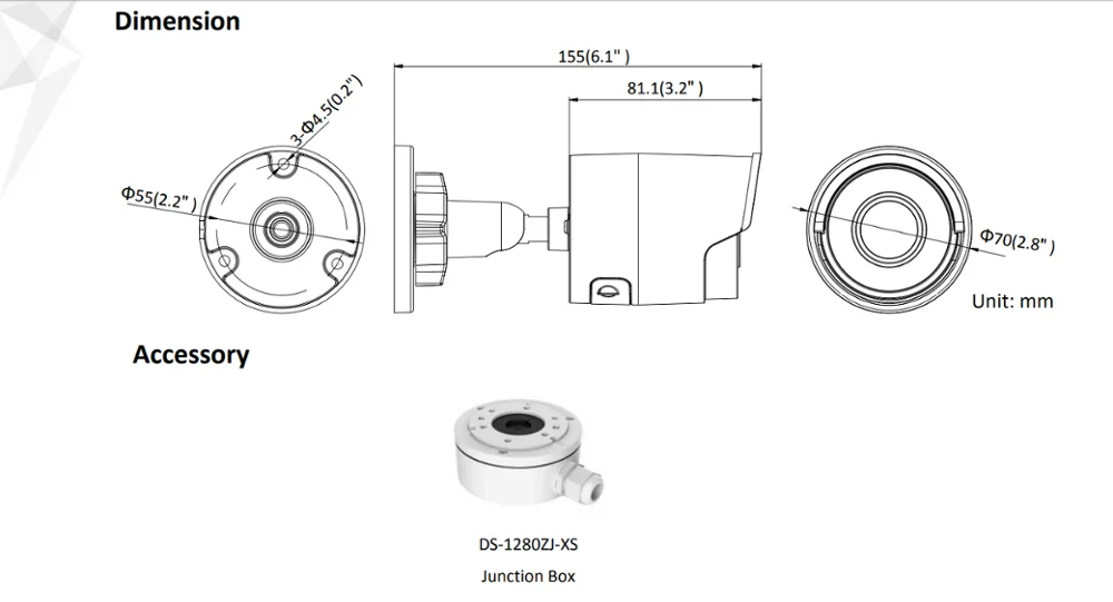 HIKVISION настенный кронштейн DS-1280ZJ-XS распределительная коробка для DS-2CD2043G0-I