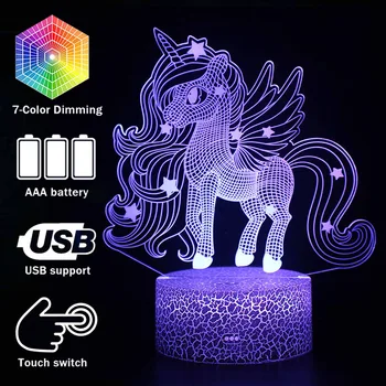 

Original Cartoon Unicon Action Figure Lamp Kids Room Decor Rainbow Horse Modeling Night Lights Creative Gift Toys MY1171
