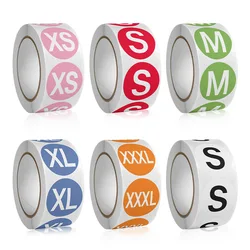 500Pcs 1 Inch /2.5CM Round Colorful XS S M L XL XXL XXXL Size Labels Stickers for Clothing Small Business