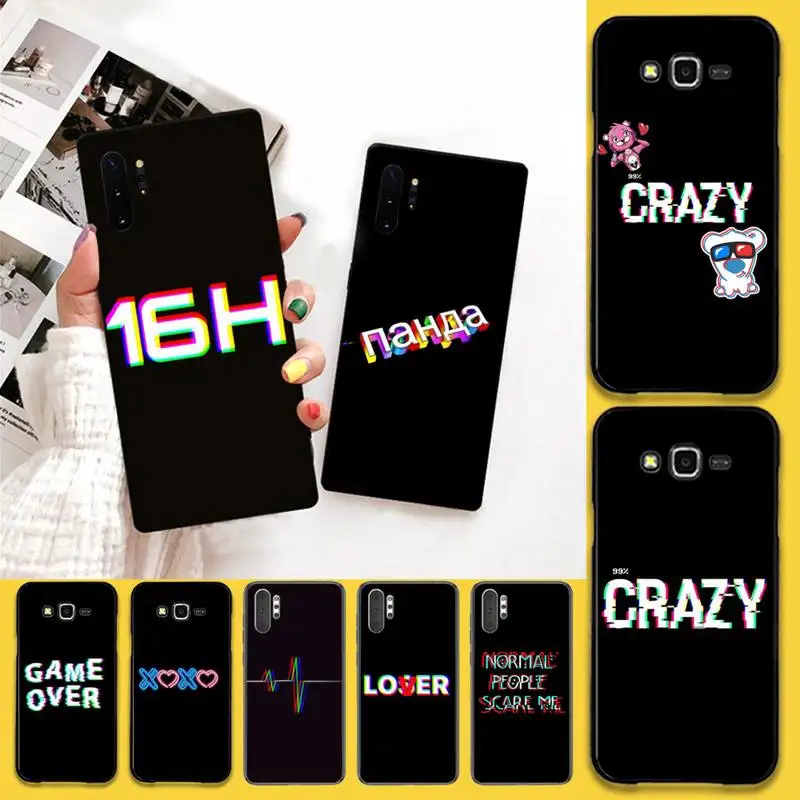 

Color text on a black background Black Soft Shell Phone Case Capa For Samsung Note 7 8 9 10 pro Galaxy J7 J8 J6 Plus 2018 Prime