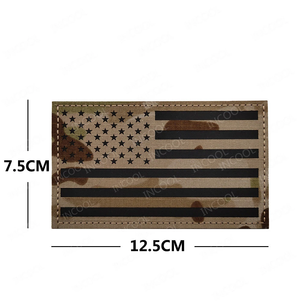 U-LIAN 2 Toppe Tattiche Con Bandiera USA – Riflettenti IR Ricamate – Velcro – 5x8 Cm – Bianco E Nero