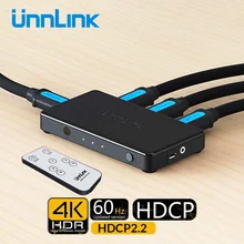 Unnlink-conmutador compatible con HDMI 3x1, divisor UHD 4K 60Hz RGB4:4:4 HDCP 2,2 HDR 3 en 1 para Smart TV MI Box3 PS4pro proyector