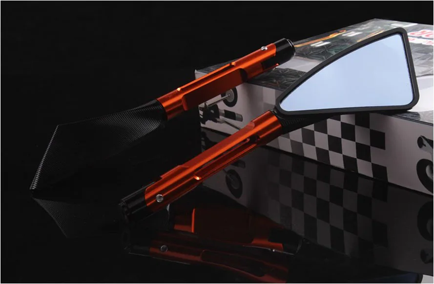 Moto GT TOMOK Aluminum CNC motorcycle Side mirror rearview accessories case For Kawasaki Z1000 Z800 Z750 EX-300 - Цвет: Black and orange