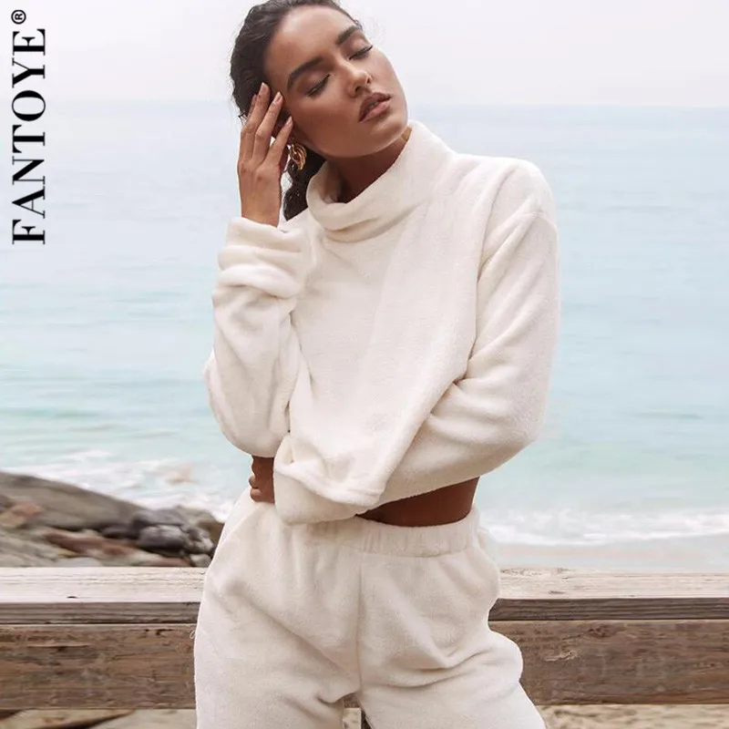 Fantoye 2019 Otono Nuevo Traje De Cuello Alto Y Pantalones De