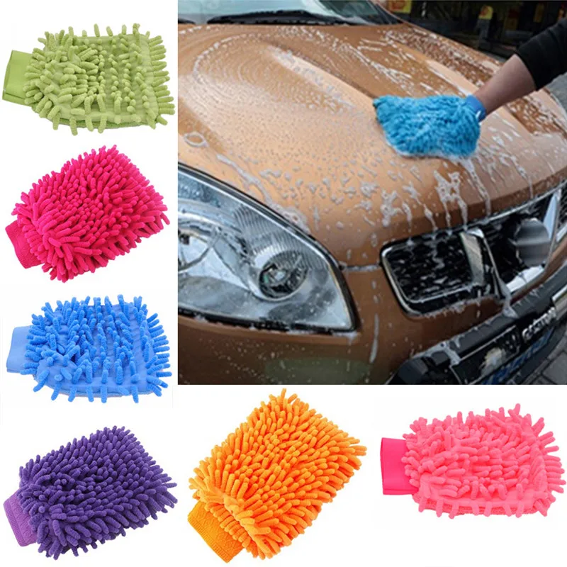 car seat leather cleaner Hot sale 2 in 1 Ultrafine Fiber Chenille Microfiber Car Wash Glove Mitt Soft Mesh backing no scratch for Car Wash and Cleaning waters car wash