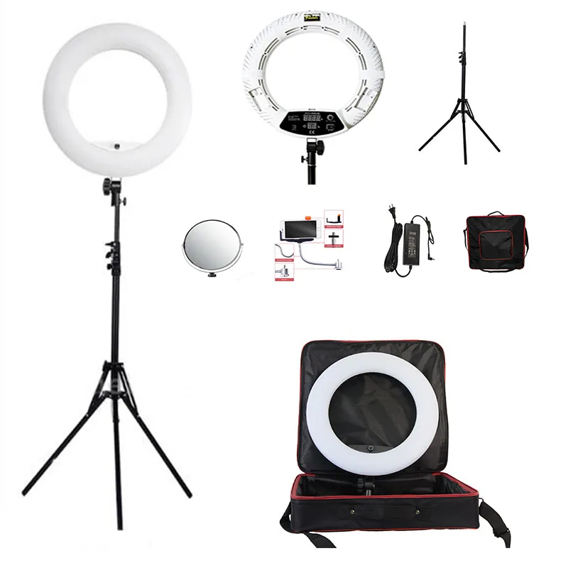  Yidoblo Black FD-480II LED Light Ring Kit Bi-color Selfie Ring Led Video Light Lamp With Light Stan - 32880624977