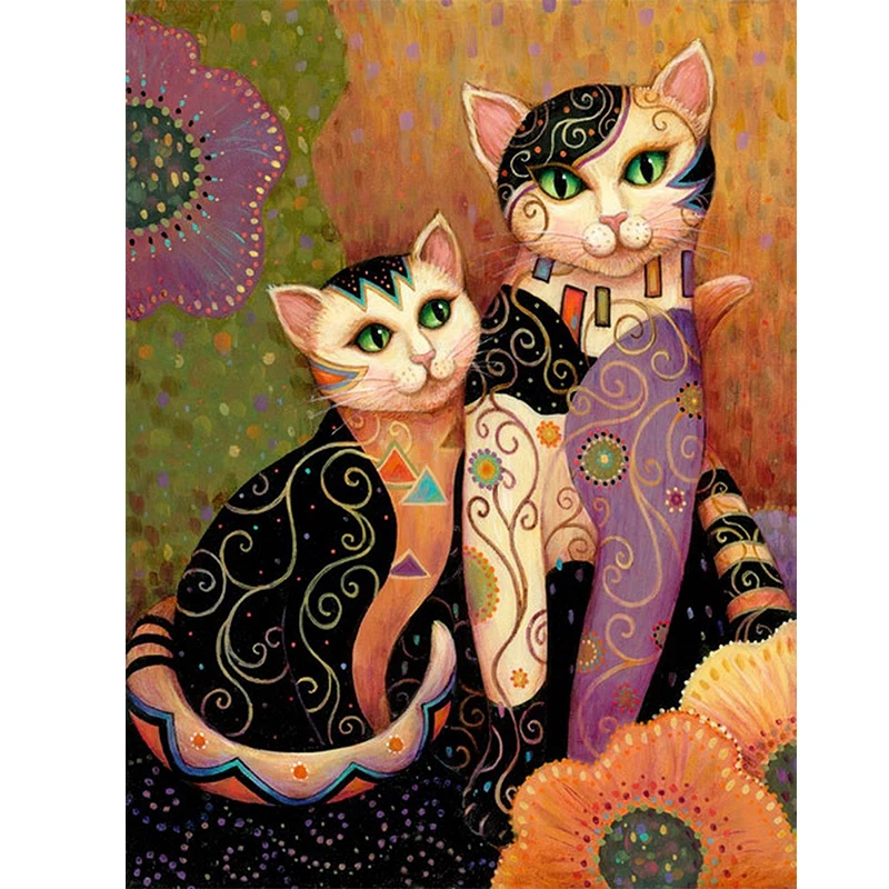 Gustav Klimt Chat Peintures À lhuile Moderne Abstrait Animal Affiche et Gravures Peinture Décorations pour La Maison Photos pour Le Salon A 40x60 cm 