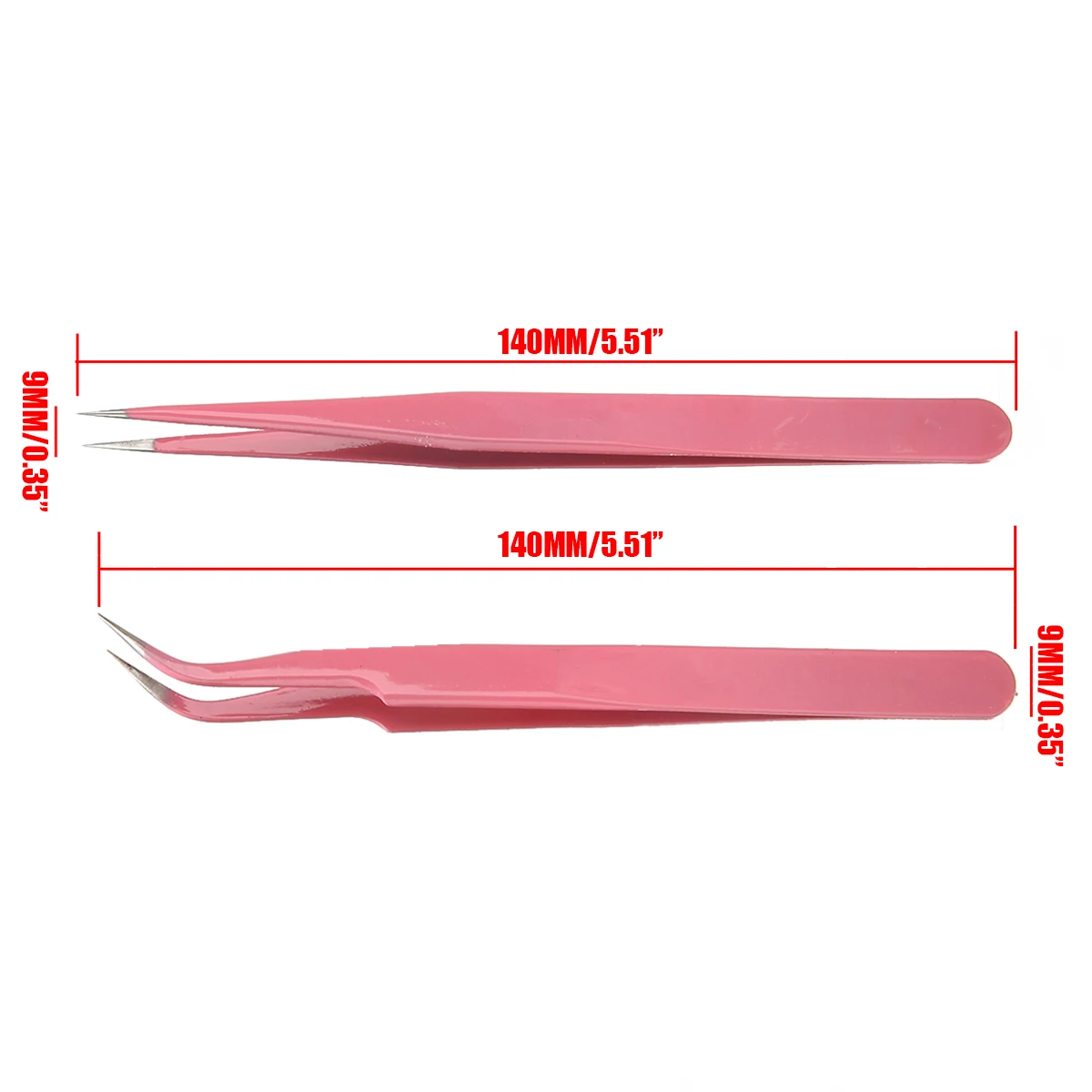 Mayitr 2pcs Fashion Pink Stainless Steel Eyelash Extension Straight+ bend Optional Tweezers Professional Eye Lashes Tweezers
