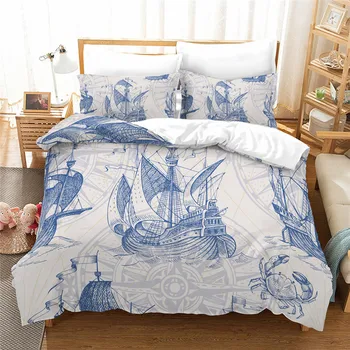

Navigation Bedding Set Ocean Blue Duvet Cover Twin Queen King Size Bedlinen Comforter Sets Home Textiles Dropshipping