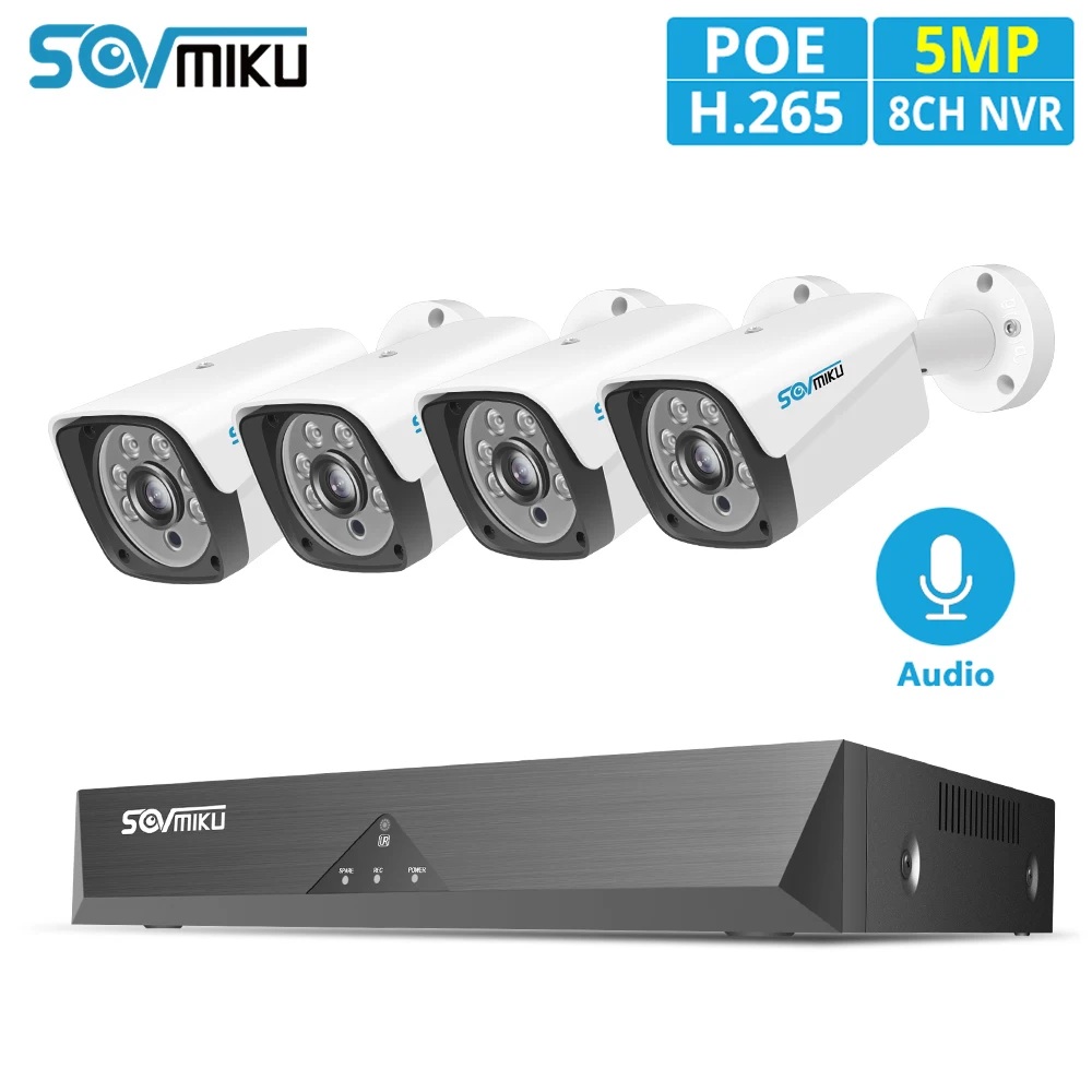 8CH 5MP POE NVR Kit H.265 CCTV Security Camera System Outdoor Waterproof IP Camera Alarm Video Reco