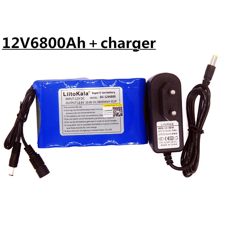 Liitokala 3S2P 12V 6800mAh grande capacidade 18650 bateria Li DC cobrando cabecha carregador плата протезао com 1A