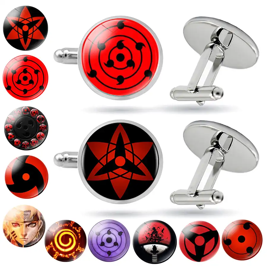 Sharingan Eye Cufflinks Anime Naruto Braided Cufflinks Naruto Sasuke Uchiha Clan Rinnegan Taichi Kakashi Cosplay Jewelry