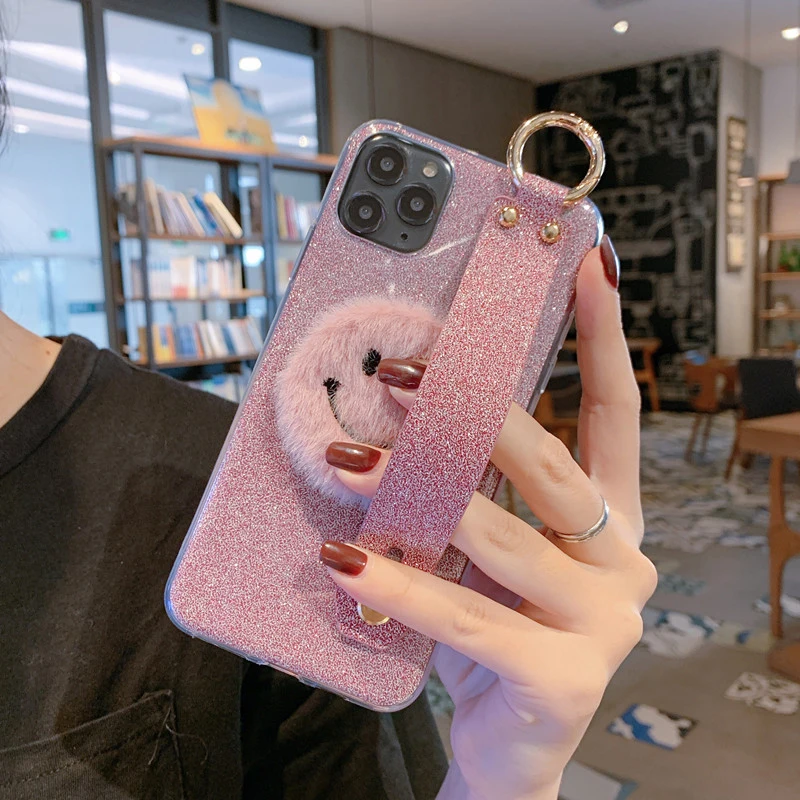 Ремешок на запястье Чехол для samsung Galaxy A90 5G A80 A70 A60 A50 A40 A30 A20 A10 A8S A6S A40S M30 M20 M10 A50S A30S A20E блестящий чехол - Цвет: Rose Gold