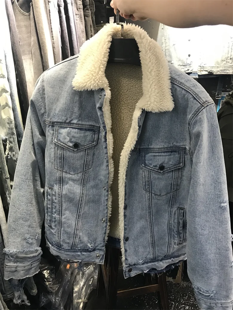 SHEARLING DENIM JACKET jeans jacket men 